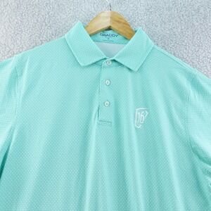 B Draddy Sport‎ Polka Dot Print Golf Polo Shirt Mens M Performance Stretch Rugby